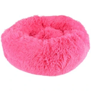 Cushion Krems fluffy rund hundeseng small Pink